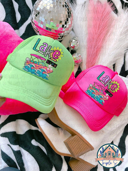 Lake Life Retro Boat Trucker Hat