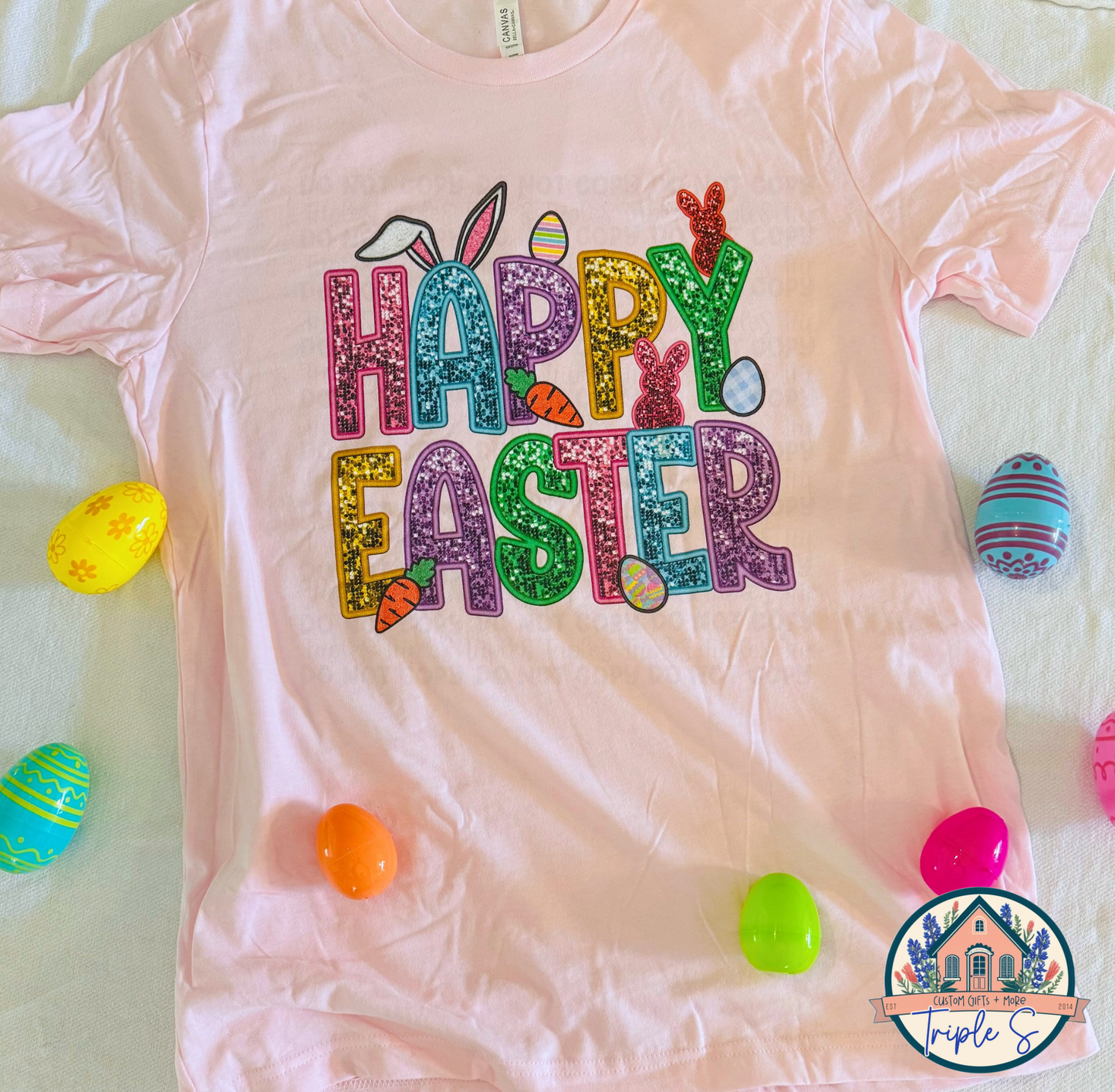 Happy Easter- Egg, Bunny, Glitter