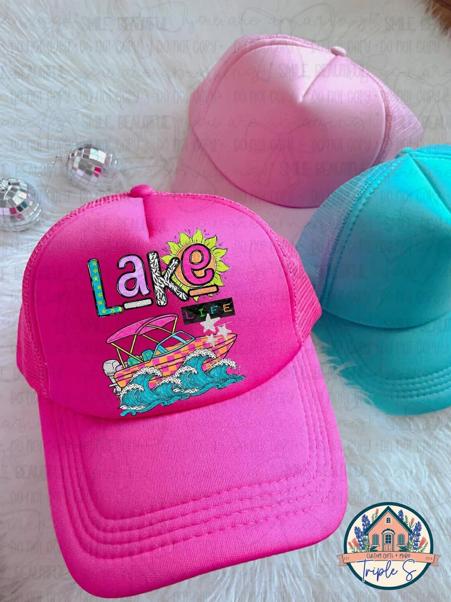 Lake Life Retro Boat Trucker Hat