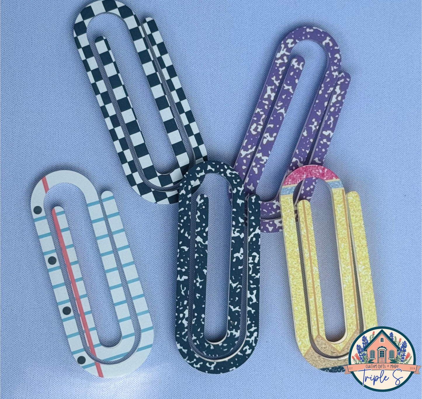 Personalized Jumbo Paper Clip Bookmark for Teachers – Handmade Acrylic Clip with School-Themed Designs