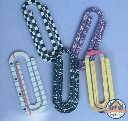 Personalized Jumbo Paper Clip Bookmark for Teachers – Handmade Acrylic Clip with School-Themed Designs