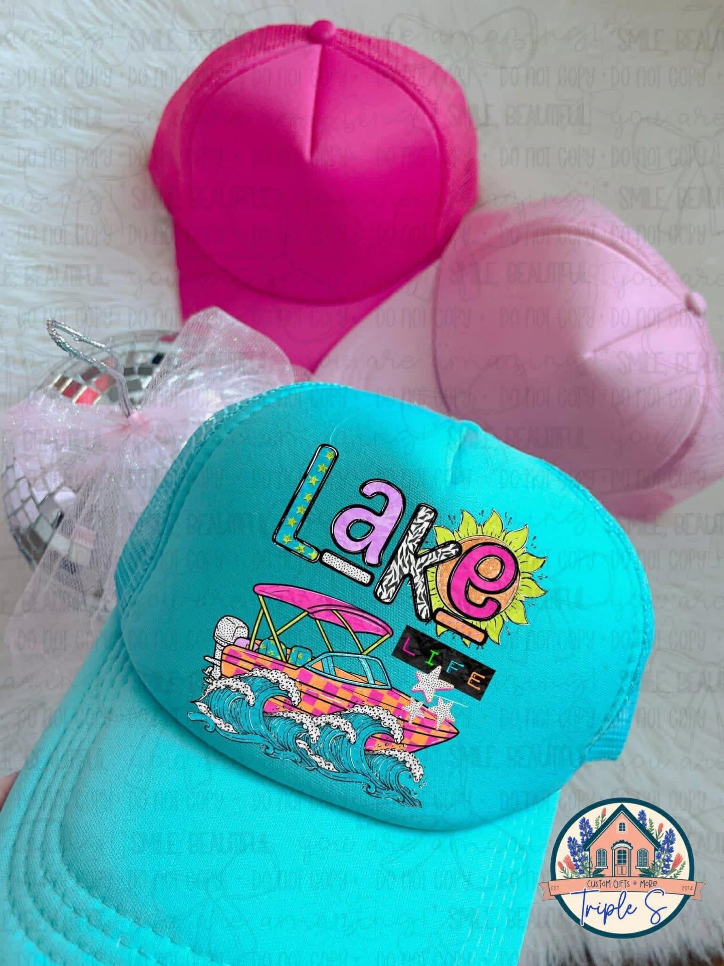 Lake Life Retro Boat Trucker Hat